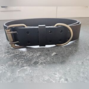 XL 28" Dark Brown Leather Dog Collar